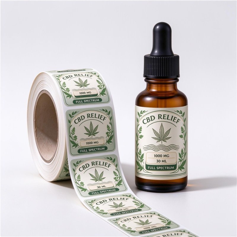 Custom printed tamper-evident labels for CBD tincture and dropper bottles