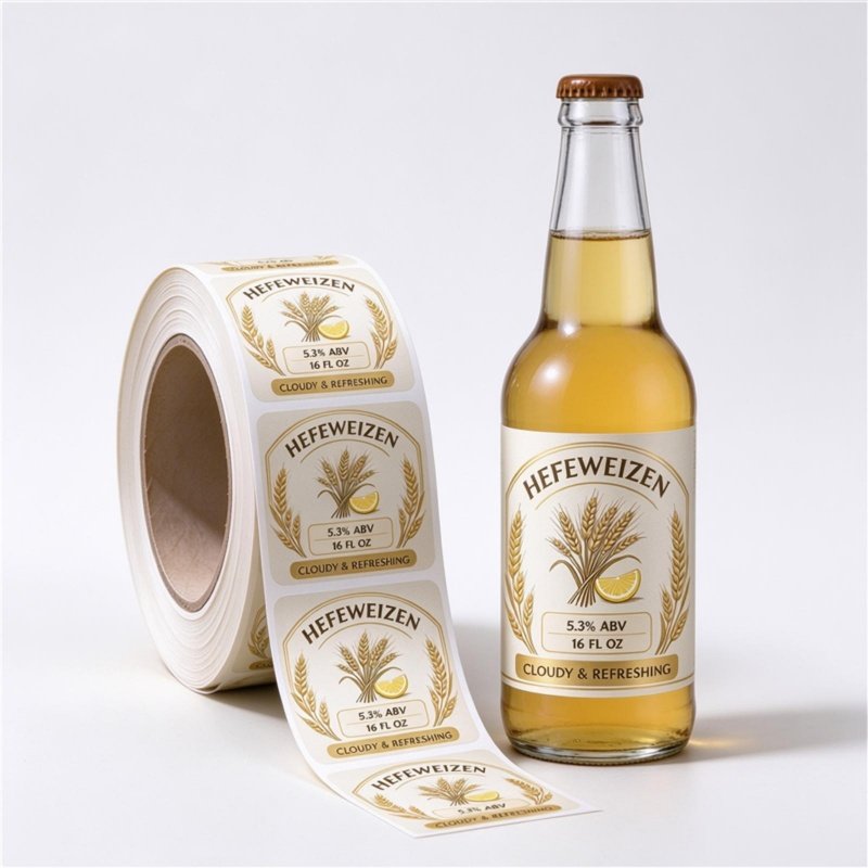 Custom craft beer can and bottle labels with waterproof vinyl finish