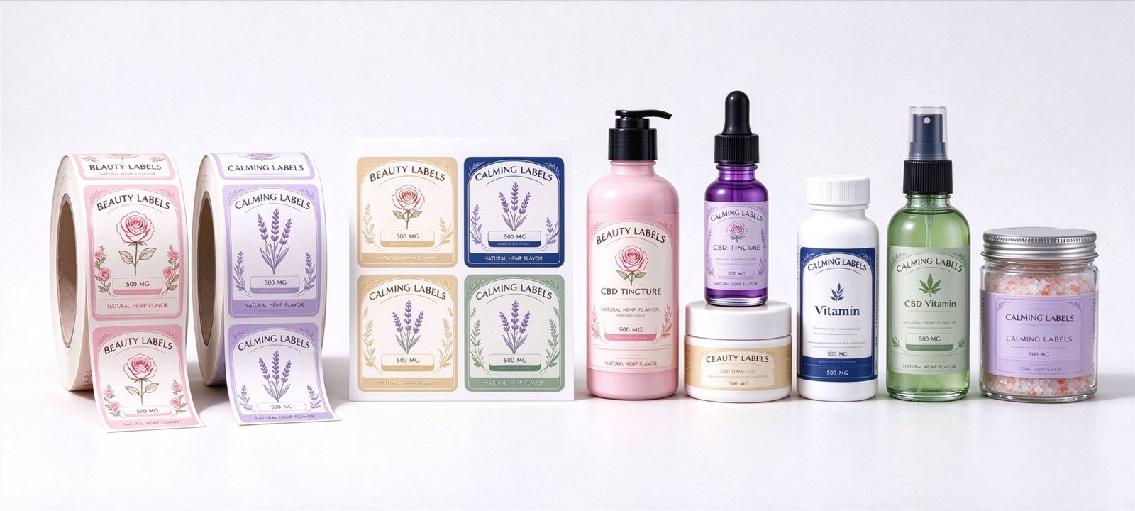 Custom printed roll and sheet labels for beauty, food and lifestyle packaging