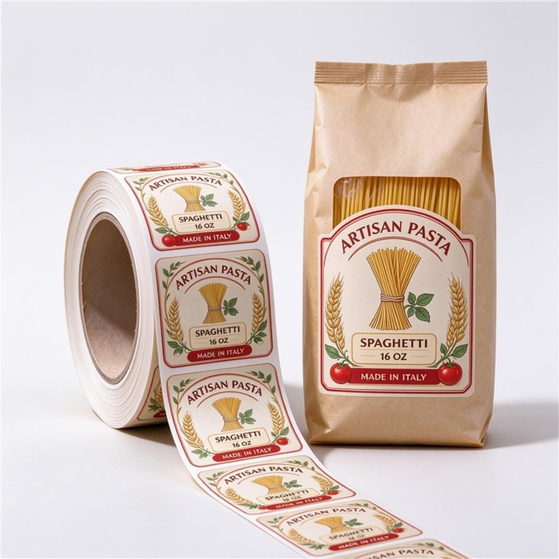 Custom food grade packaging labels for takeaway boxes and containers