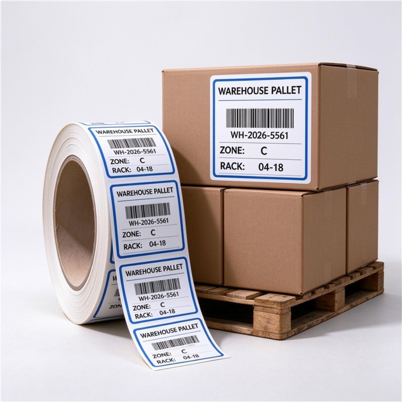 Large format industrial shipping and logistics warehouse pallet labels