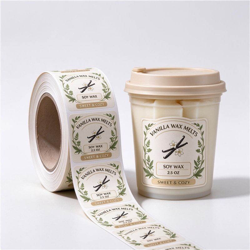 Custom branded labels for wax melt clamshells and candle crafts